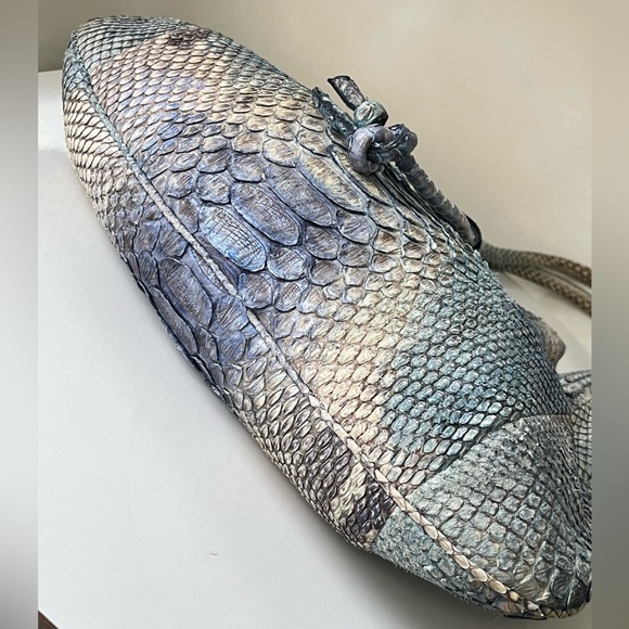 Large RETTA WOLFF Python Handbag Blues and Grays Snakeskin Bag Rare Made in USA - Picture 11 of 16